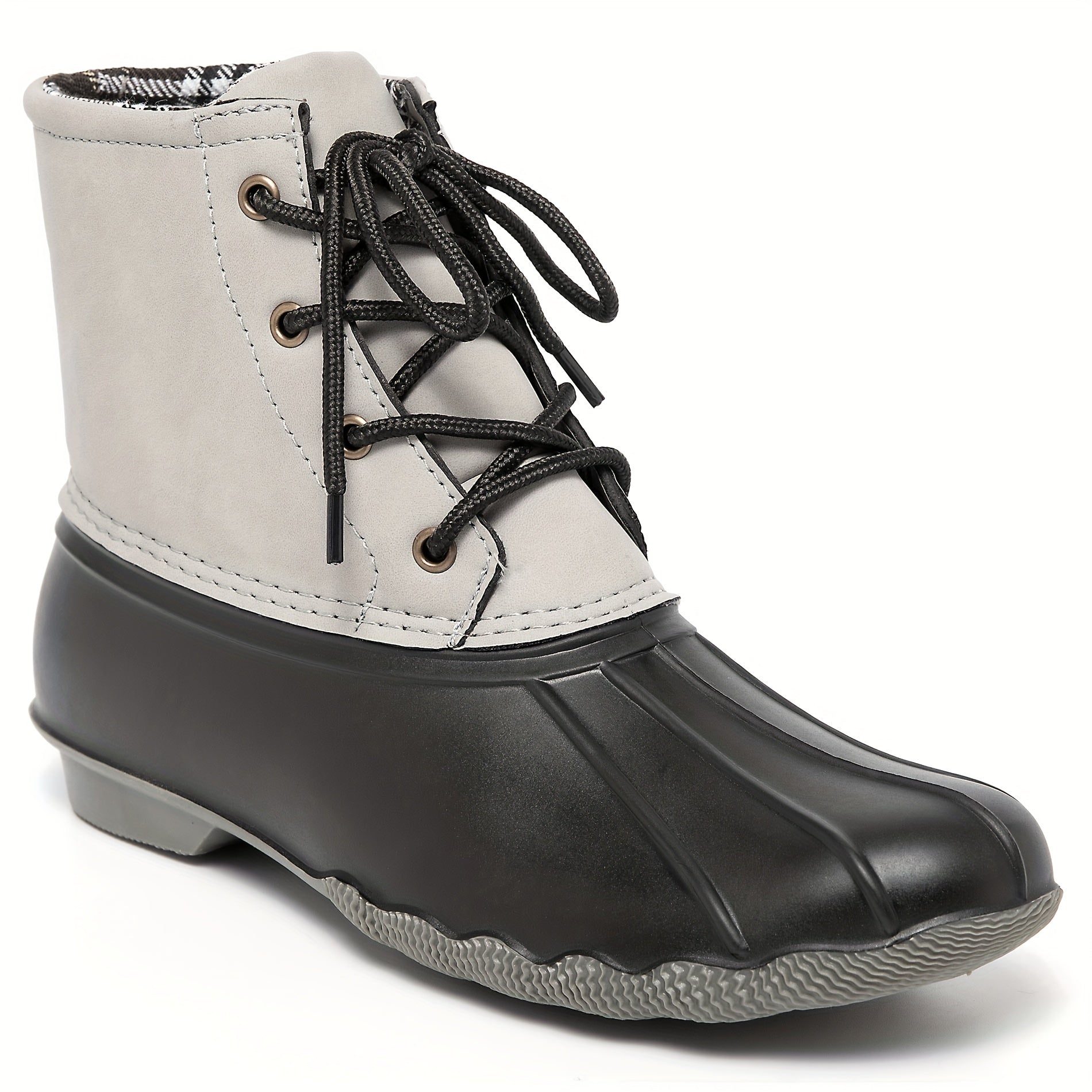 Waterproof PVC Duck Boots Lace Up Flat Non Slip Rain Snow Boots