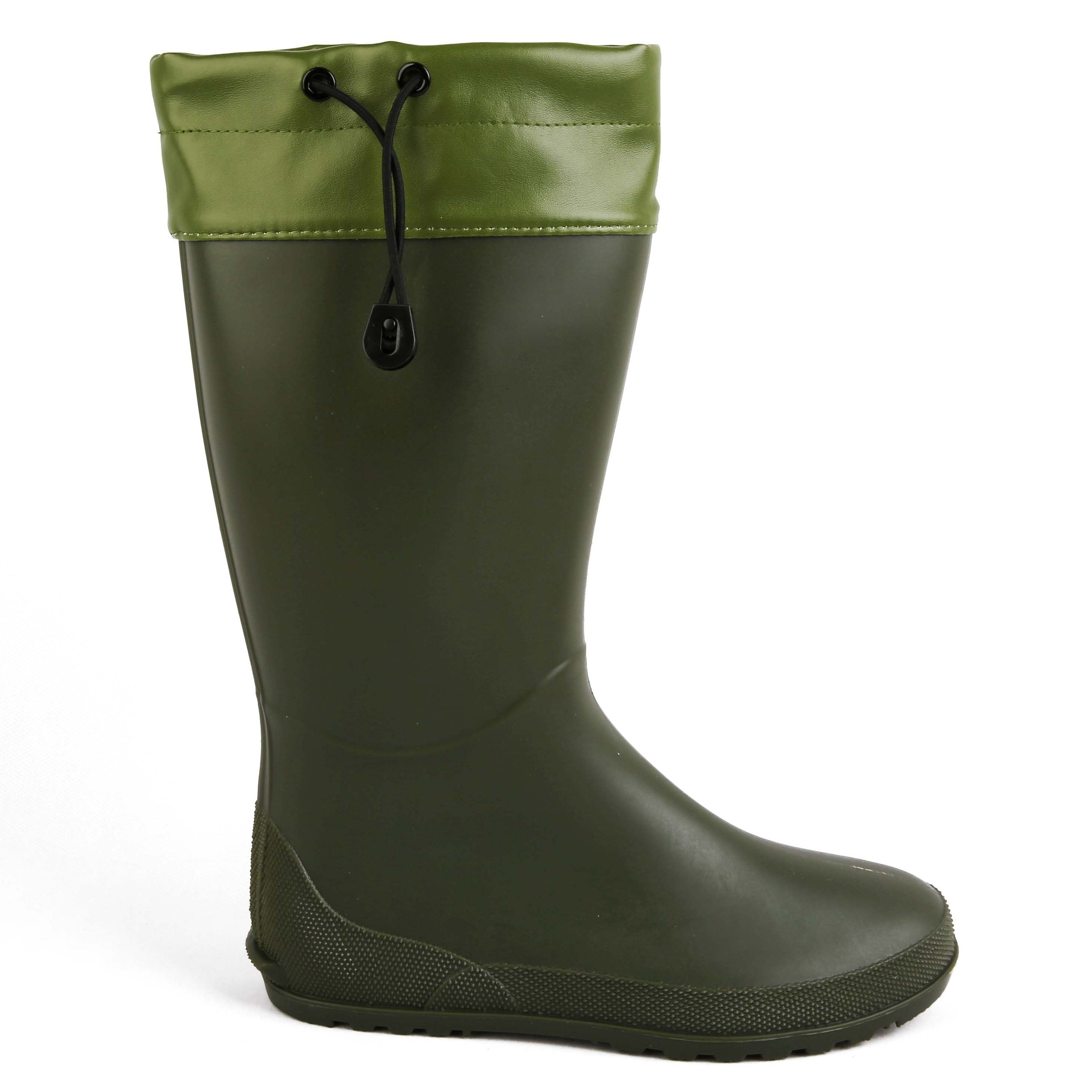 Waterproof PVC Flat Rain Boots Lightweight Comfortable Drawstring Shoes