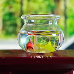 2pcs 1:12 Scale Dollhouse Glass Fishbowls with Grass & Fish