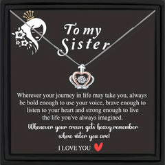 Rhinestone Crown Pendant Necklace for Sister