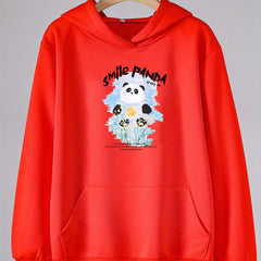 Smile Panda Print Hoodie Girls Casual Pullover Hooded Top Spring Fall