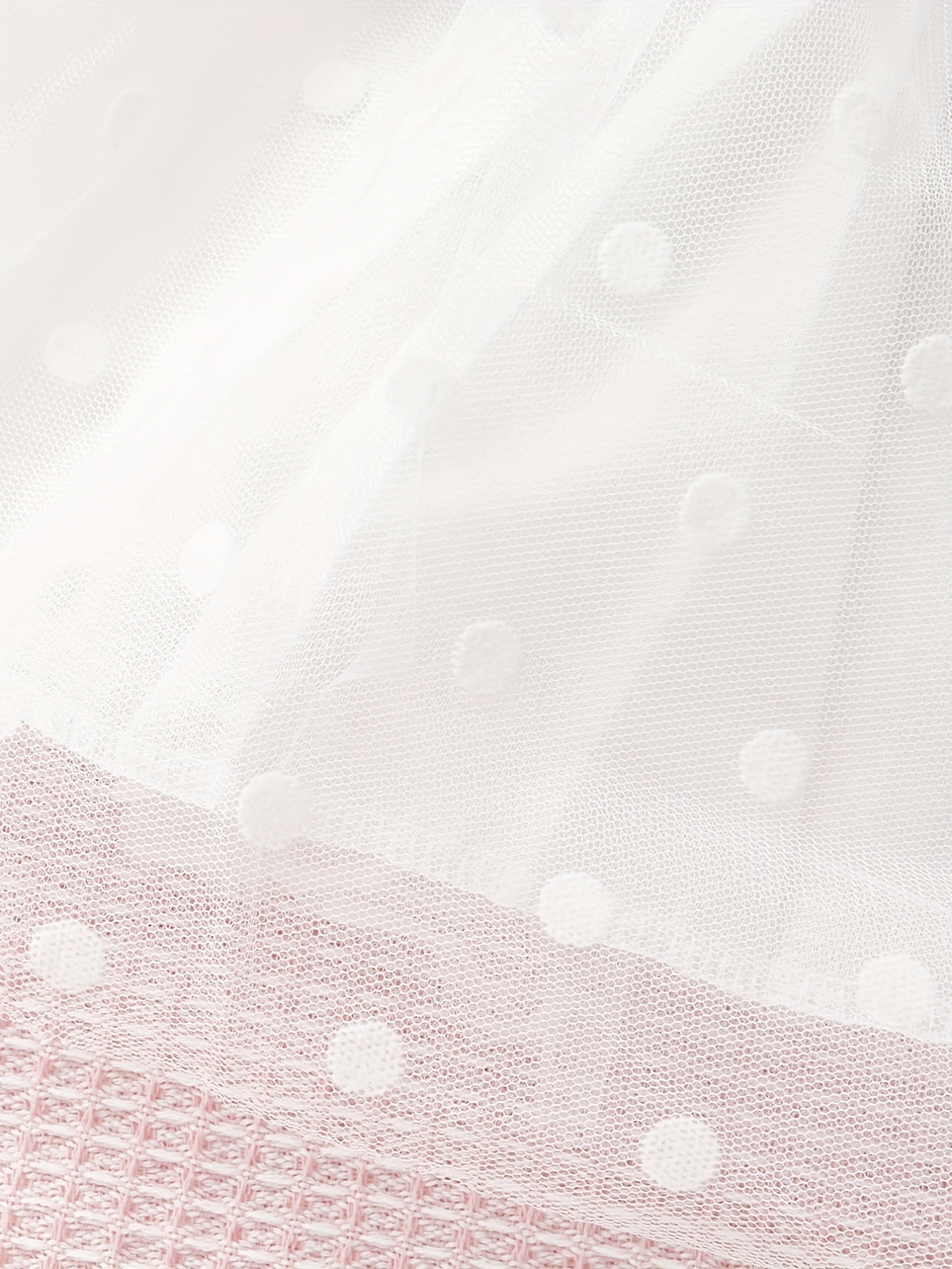 Girls Sleeveless Polka Dots Mesh Dress