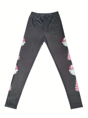 Christmas Print Skinny Leggings Elastic Waist Stretchy Leggings