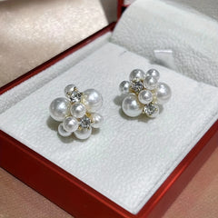 Flower Ball Rhinestone Earrings for Girls
