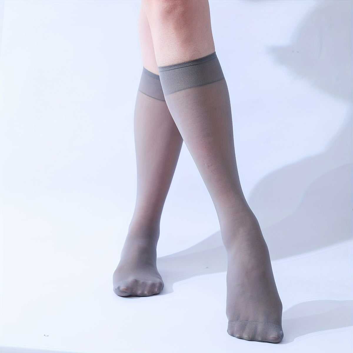 4 Pairs Thin Calf Stockings Soft Knee High Socks Women's Stockings
