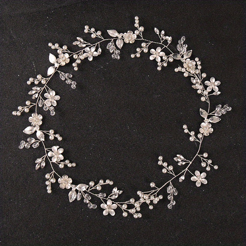 Flower Rhinestone Crystal Faux Pearl Headband Hair Jewelry