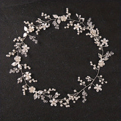 Flower Rhinestone Crystal Faux Pearl Headband Hair Jewelry