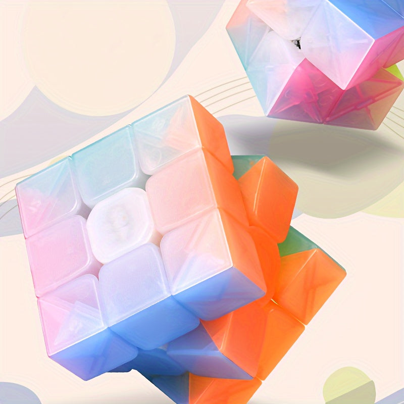3x3 Speed Cube Jelly Colors Durable ABS Lightweight Sticker Brain Teaser