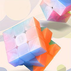 3x3 Speed Cube Jelly Colors Durable ABS Lightweight Sticker Brain Teaser