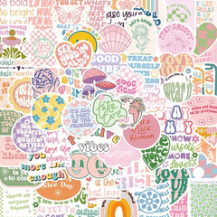100pcs Preppy Motivational Stickers Pink Waterproof Vinyl Decals