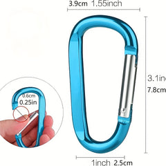 6pcs Carabiner Clips Large Aluminum D-Shaped Keychain Metal Buckle Random