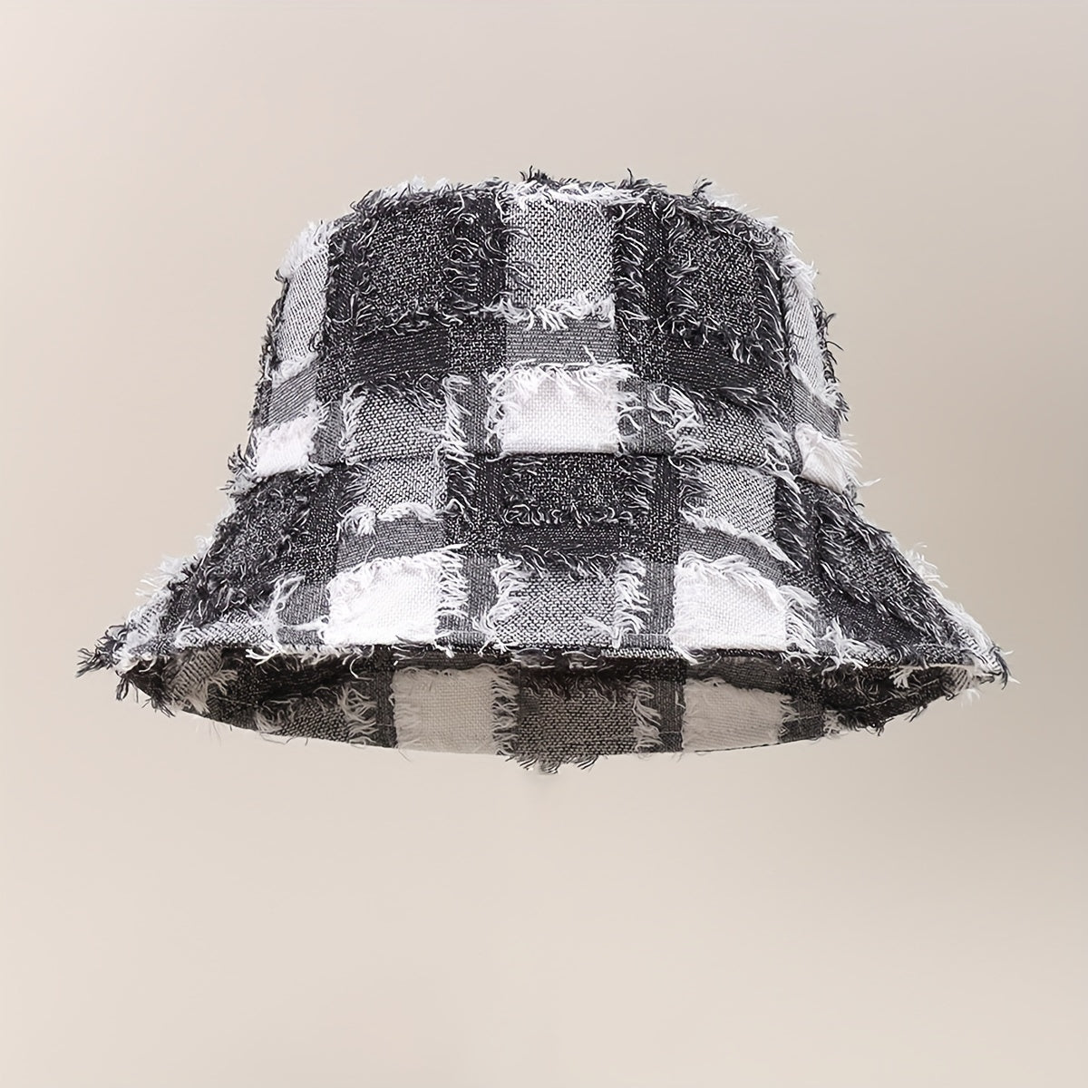 Plaid Block Basin Hat Hip Hop Sunscreen Fishermen Cap For Women