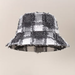 Plaid Block Basin Hat Hip Hop Sunscreen Fishermen Cap For Women