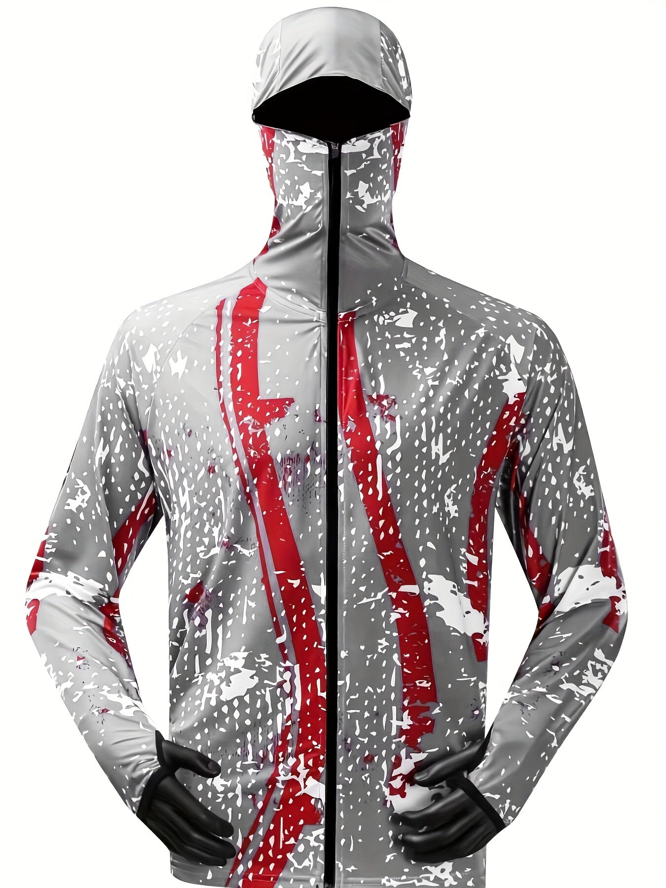Men's Fish Pattern Block UPF 50 Sun Protection Hoodie Long Sleeve