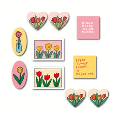 10 Waterproof Tulip Stickers for Journals - Girls Floral Decals