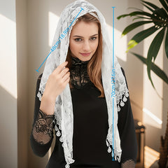 JOANSHRINE Rose Lace Sheer Bridal Veil Headscarf for Weddings Bridesmaids
