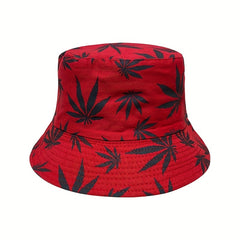 Multicolor Leaf Print Bucket Hat Unisex Lightweight Fisherman Cap