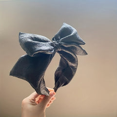 Seersucker Oversized Bow Headband Wide Brimmed Sweet Hair Accessories