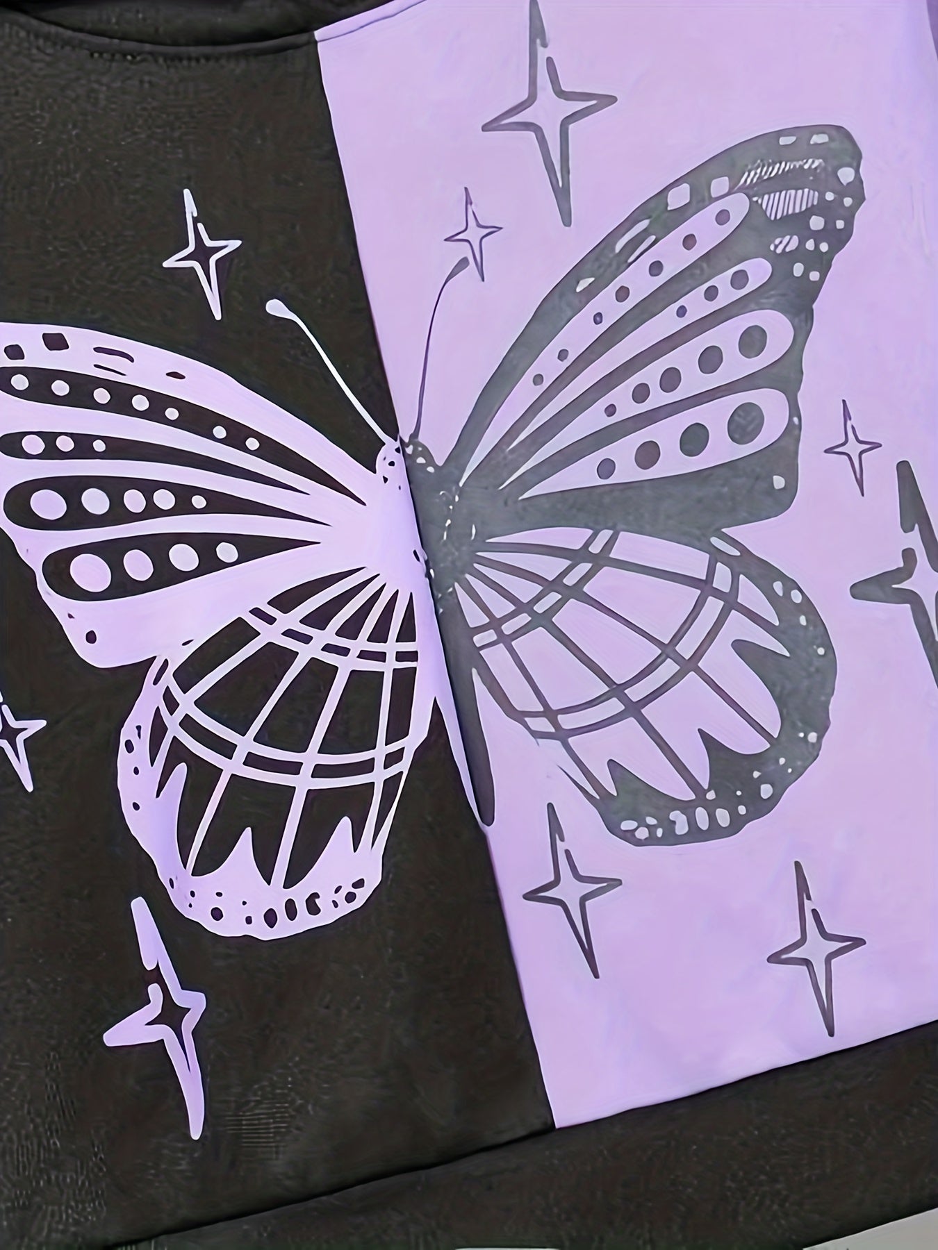 Glitter Butterfly Print Girl's 2pcs Hoodie & Sweatpants Set