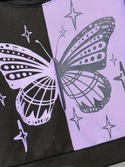 Glitter Butterfly Print Girl's 2pcs Hoodie & Sweatpants Set