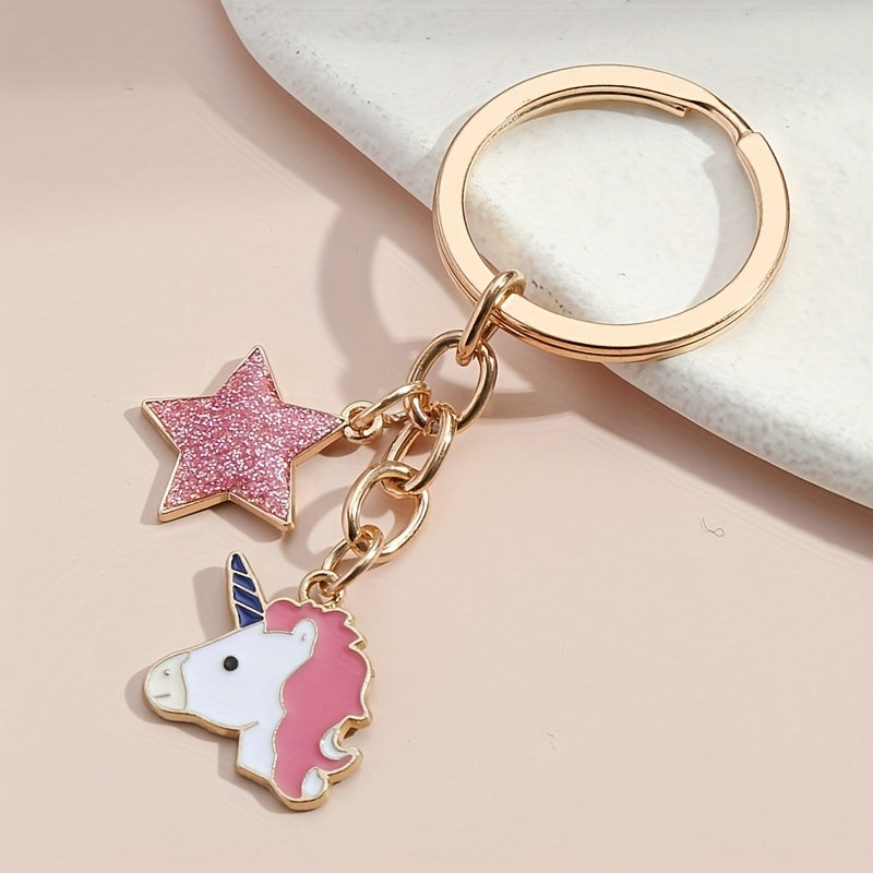 Owl Unicorn Keychain Glitter Animal Key Ring Purse Bag Backpack Key Charm