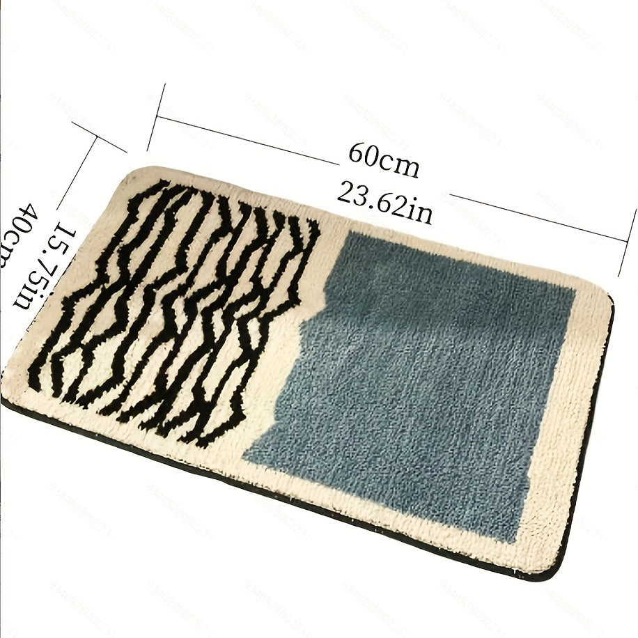 Geometric Pattern Anti-slip Bath Rug Machine Wash Non Slip Shaggy Plush Rugs Car