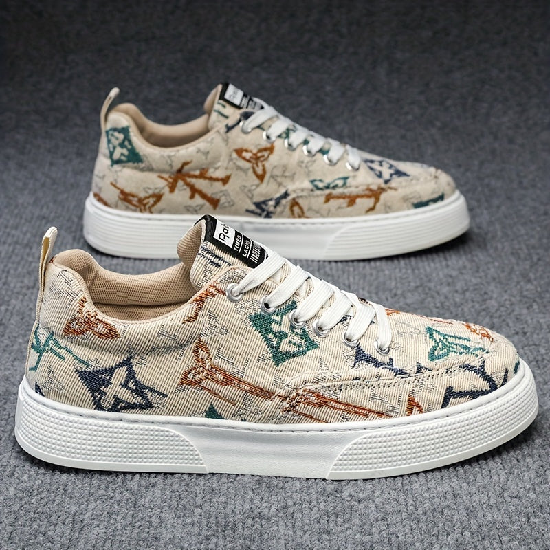 Men's Graphic Low Top Lace up Sneakers Athletic Shoes