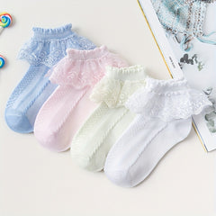 4 Pairs Girls Lace Ruffle Princess Sweet Dance Socks