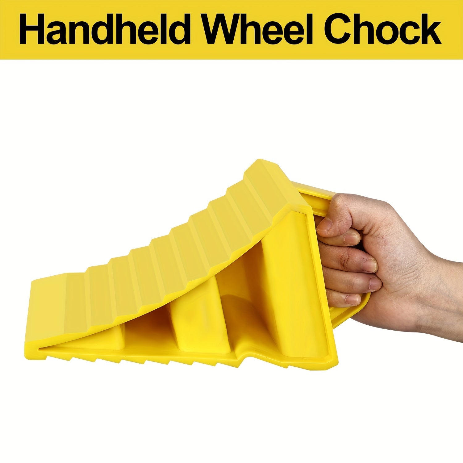 Wheel Chock With Handle Quick Grip Ribbed Chock Block