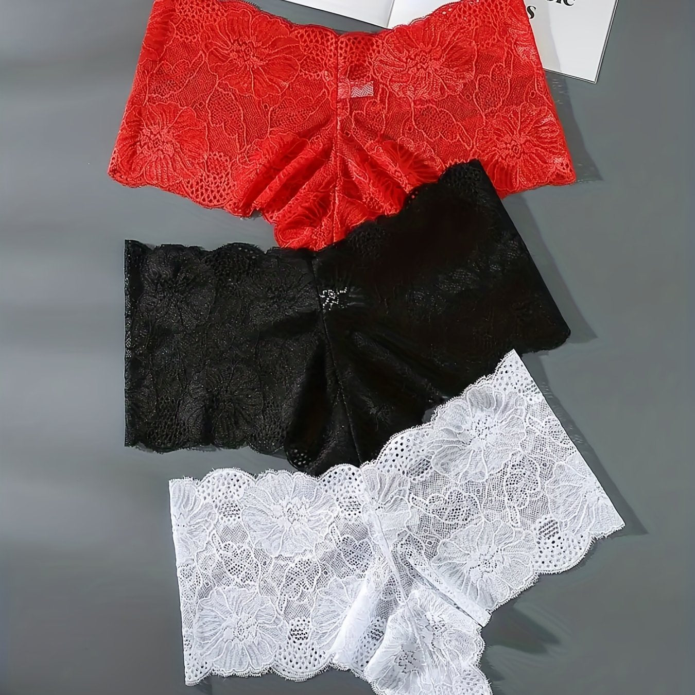 3 Pack Plus Size Sexy Lace High Waisted Briefs Set