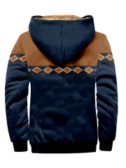 Men's Thick Retro Hooded Jacket Fleece Winter Warm Coat