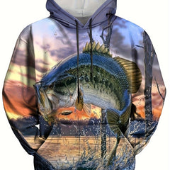 3D Print Fish Hoodie Men's Graphic Pullover Autumn Winter