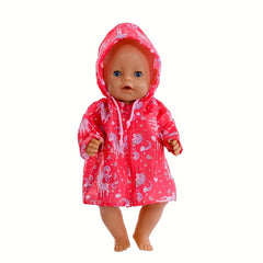 Pink Unicorn Raincoat for 17-18 Inch Dolls