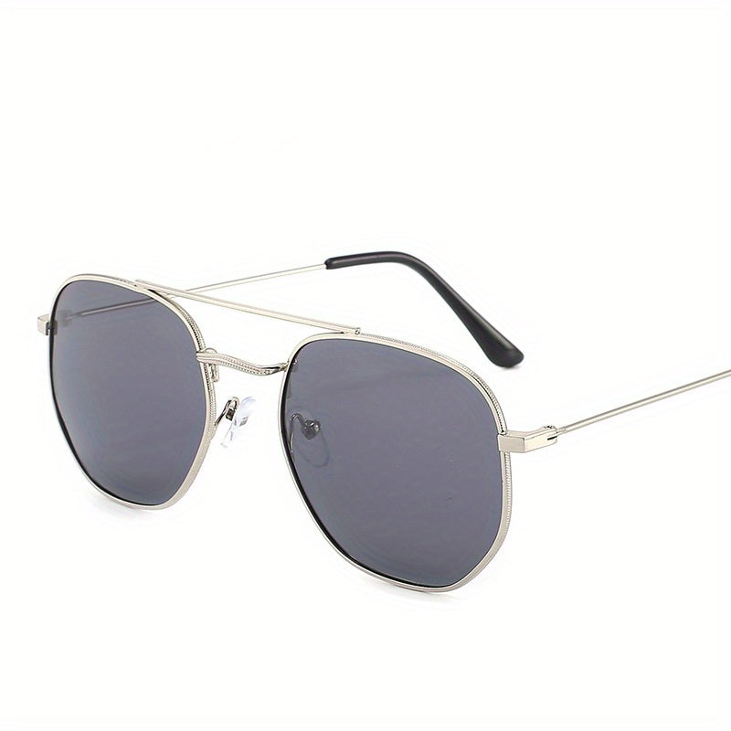 Men's Polygonal Metal Polarized Sunglasses Classic Double Beam