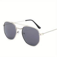Men's Polygonal Metal Polarized Sunglasses Classic Double Beam
