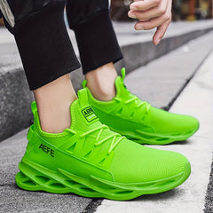 Men's Solid Outdoor Sneakers Shock Absorption Comfy Lace Up Shoes