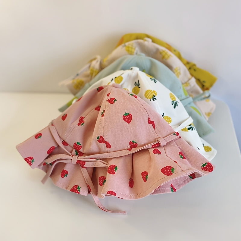 Baby Fruit Graphic Bow Bucket Hat Sun Protection Fisherman Hat