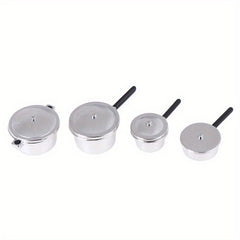 4Pcs 1:12 Dollhouse Metal Mini Pot Set