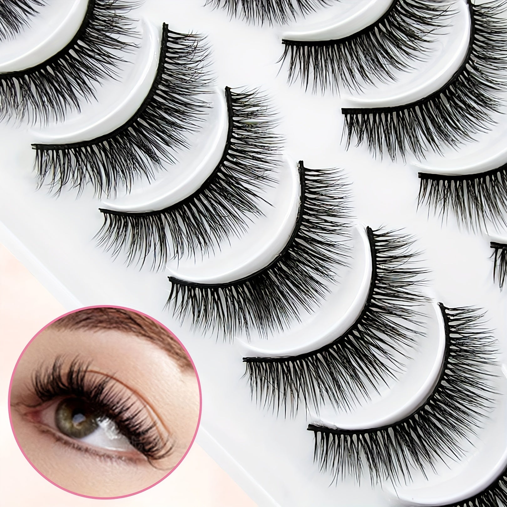 10 Pairs Natural Cross Fluffy Thick Faux Mink False Eyelashes