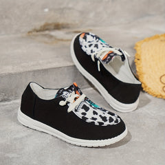 Women's Lightweight Canvas Sneakers Low Top Lace Up Comfy Walking Shoes
