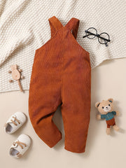 Girls Corduroy Solid Suspender Pants for Winter