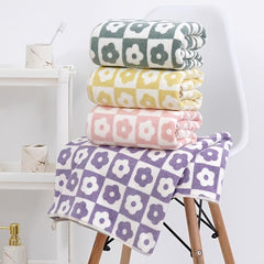 Flower Pattern Bath Towel Coral Fleece Soft Absorbent Towel