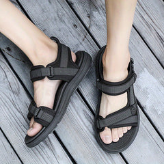 Men's Open Toe Hook And Loop Sandals Non Slip Comfortable Beach Shoes