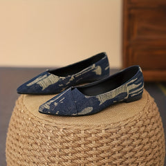 Women's Dark Denim Slip-On Flats Lightweight Walking Shoes