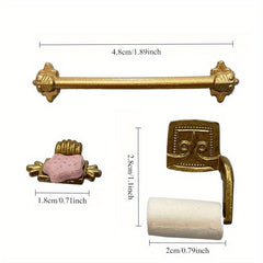 Dollhouse Bathroom Set with Towel Rack Soap Holder Toilet Paper & Sponge 4pcs