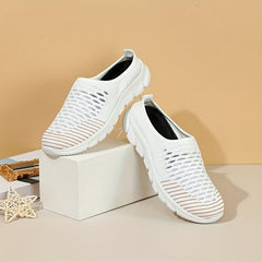 Women's Breathable Knit Mule Sneakers Lightweight Slip On Shoes