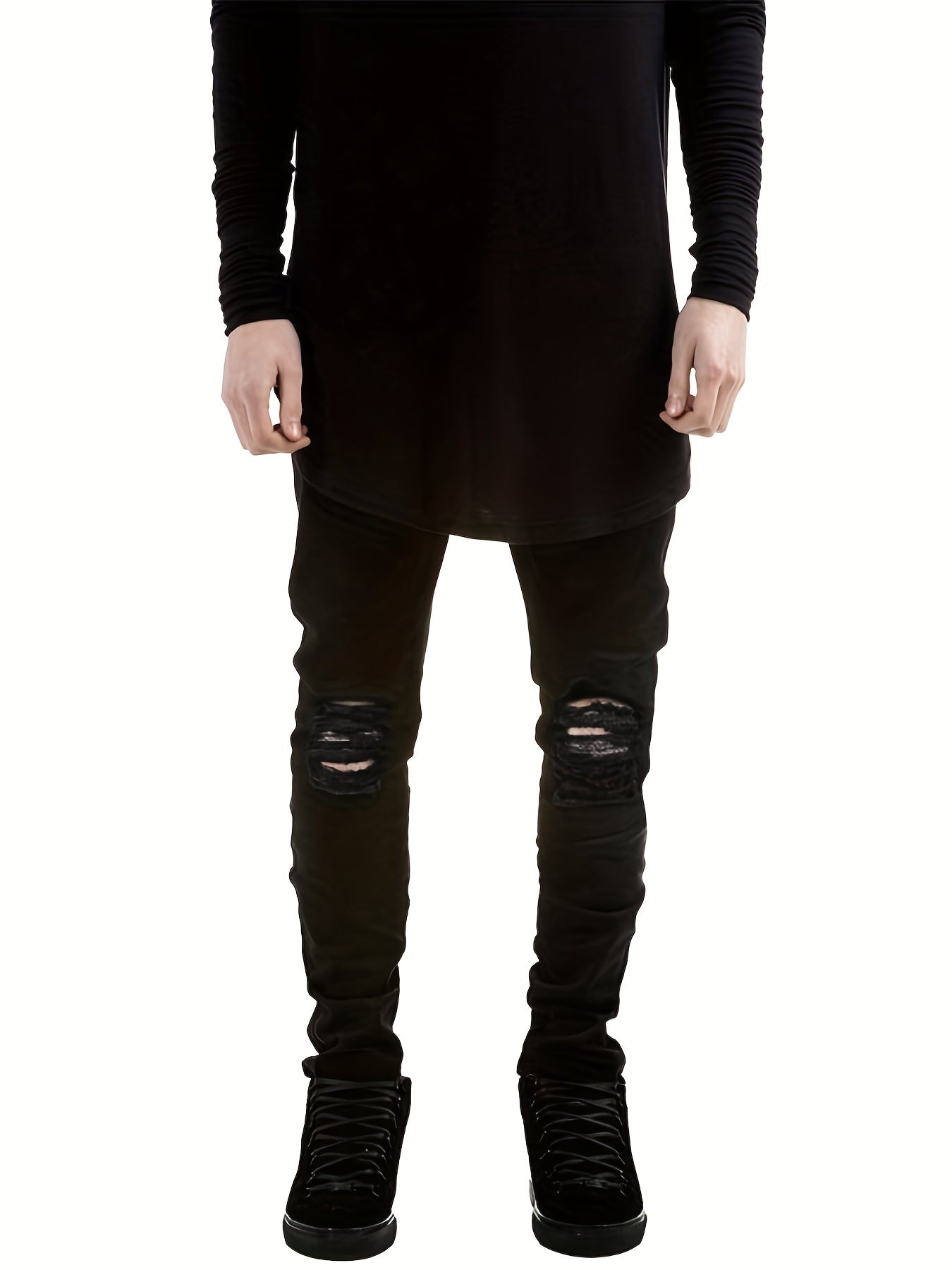 Men's Slim Fit Ripped Jeans Casual Stretch Slim