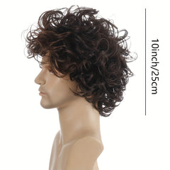 Curly Synthetic Short Hair Men's Wig for Parties