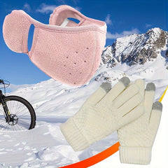 Outdoor Riding Ear Protection Mask Knitted Gloves Set