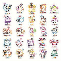 50pcs Cartoon Animal Series Waterproof DIY Sticker Pack